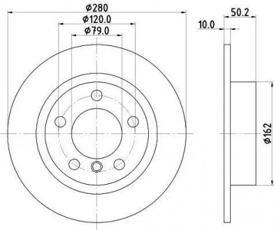 Диск тормозной зад.Mini Countryman (R60), Paceman (R61) 1.6/1.6D/2.0D 08.10-10.16 HELLA 8DD 355 123-001