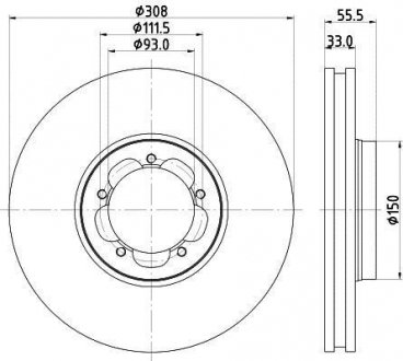 Диск тормозной передний Ford Transit 2.0, 2.2 TDCi 13- HELLA 8DD 355 123-131