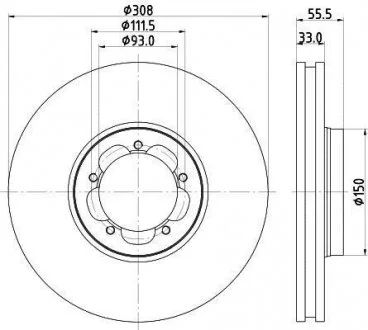 Диск гальмівний передн Ford Transit 2.0, 2.2 TDCi 13- HELLA 8DD 355 123-131