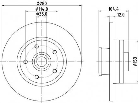 Тормозной диск задний (в сборе с подш. и кольцом) ABS) Nissan NV 200 11- Opel Vivaro 14- HELLA 8DD 355 125-281 (фото 1)