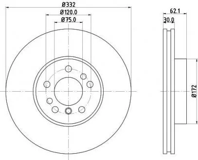 Диск тормозной перед.BMW X3 (E83) X5 (E53) 3.0/4.4 00- HELLA 8DD 355 127-631