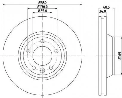 Диск гальмівний PRO High Carbon перед. лівий Audi Q7/VW Touareg/Porsce Cayenne 3.0TDI-6.0TDI 09.02- HELLA 8DD 355 128-061
