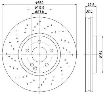 Гальмівний диск перед. W211/W220 02-09 2.6-5.5 (PRO) HC HELLA 8DD355128-151