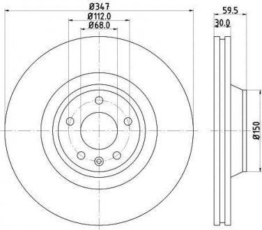 (High Carbon)Диск гальмівний перед. Audi A6, A6 Allroad 2.0-4.2 05.04-08.11 HELLA 8DD 355 128-311 (фото 1)