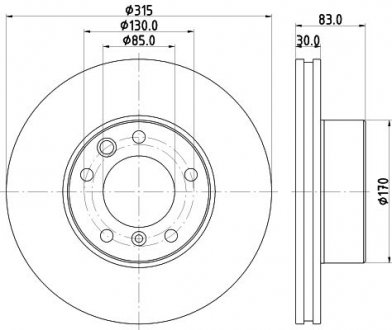 Тормозной диск перед. MB W460/W461/W463 79- 2.3 -6.0 Pro HC HELLA 8DD355132-151 (фото 1)