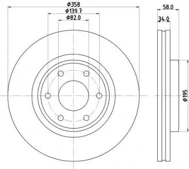 NISSAN Диск гальмівний передній PATROL 5.6 10- HELLA 8DD 355 132-441