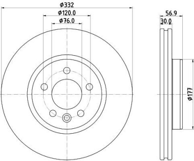 VW Диск гальмівний передн. AMAROK 2.0 11- HELLA 8DD 355 132-561