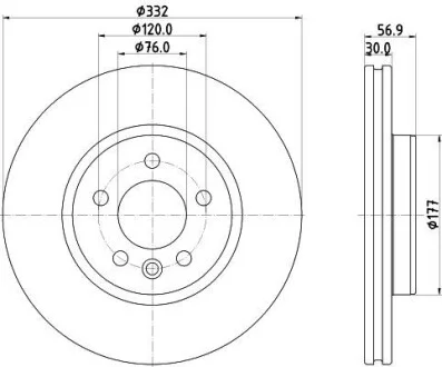VW Диск гальмівний передн. AMAROK 2.0 11- HELLA 8DD 355 132-561
