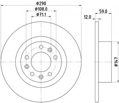 PEUGEOT Диск гальмівний задн. 508 2.0 14-18 HELLA 8DD 355 132-841