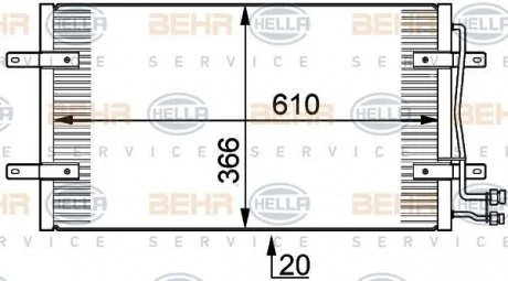Радиатор кондиционера, 2.5/2.8TDI (620x380x20) HELLA 8FC 351 300-201 (фото 1)