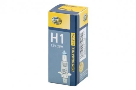 Лампа накаливания H1 12V 55W P14,5s, +120% HELLA 8GH 223 498-011