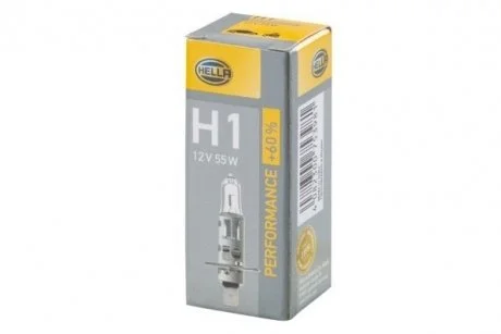 Лампа накаливания H1 12V 55W P14,5s, +60% HELLA 8GH 223 498-211
