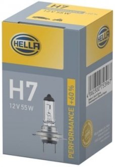 Лампа накаливания H7 12V 55W PX26d, +60% HELLA 8GH 223 498-231