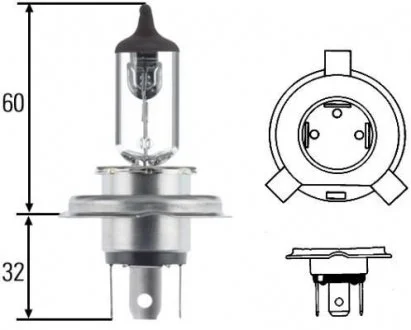 Лампа розжарювання, H4 24V 75/70W P 43t HELLA 8GJ 002 525-251