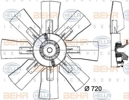 Вискомуфта с крыльчаткой HELLA 8MV 376 727-121