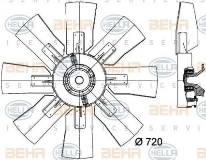 Фото віскомуфта з крильчаткою HELLA 8MV 376 727-121 Віскомуфта з крильчаткою HELLA 8MV 376 727-121