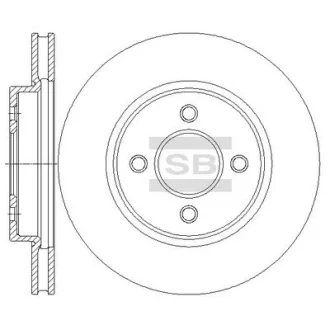 Диск тормозной (кратно 2) передний (вентилируемый) Nissan Note E11 (06-) (D=259. Hi-Q (SANGSIN) SD4253