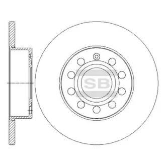Диск тормозной (кратно 2) задний Audi A3 (06-) (D=259.8mm) Hi-Q (SANGSIN) SD5407