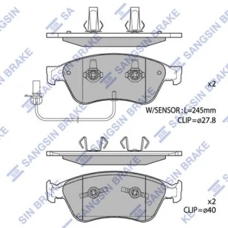Колодки тормозные передние Audi A6 (06-), A8 (03-), VW Phaeton (3D) (02-) Hi-Q (SANGSIN) SP1693