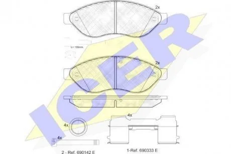 Комплект тормозных колодок, дисковый тормоз ICER 141803-203