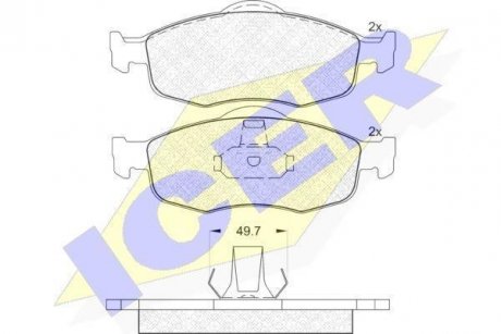 Комплект тормозных колодок, дисковый тормоз ICER 180916 (фото 1)