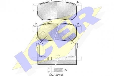 Комплект тормозных колодок, дисковый тормоз ICER 181024 (фото 1)
