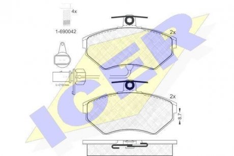 Комплект тормозных колодок, дисковый тормоз ICER 181157-203 (фото 1)