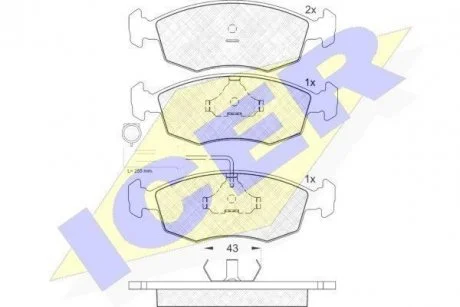Колодки тормозные дисковые передние FIAT PALIO (178BX) 99-00; FIAT PALIO (178DX) 96- ICER 181227 (фото 1)