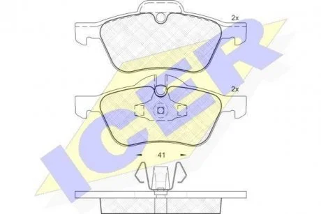 Комплект гальмівних колодок, дискове гальмо ICER 181434 (фото 1)