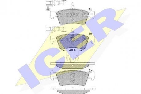 Комплект тормозных колодок, дисковый тормоз ICER 181815 (фото 1)