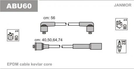 Провода в/в VW Golf/Passat/Polo 1.6/2.0 98-06 Janmor ABU60