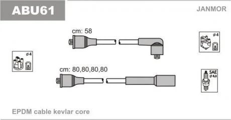 Провода ВВ Audi A4 1.6 95-00 VW Passat 1.6 96-00 Janmor ABU61