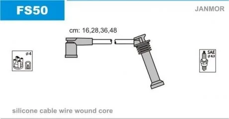 Провода высоковольтные, комплект MAZDA 6 1.8/2.0 02.02- Janmor FS50