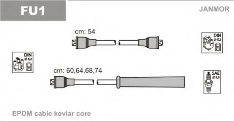 Комплет проводов высоковольтных Ford Escort 1,1.1,3.1,4-1,4i.1,6-1,6 Janmor FU1