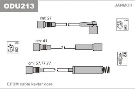 Комплект проводов зажигания Opel Vectra 1.8/2.0 Janmor ODU213 (фото 1)