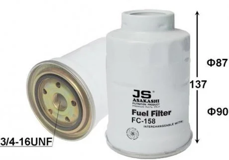 Фильтр топливный Toyota 1.8D/2.0D/2.4D JS ASAKASHI FC158J