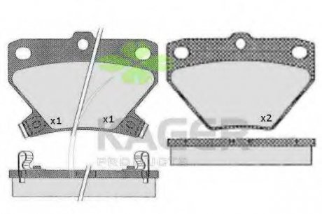 Комплект тормозных колодок, дисковый тормоз KAGER 35-0498 (фото 1)