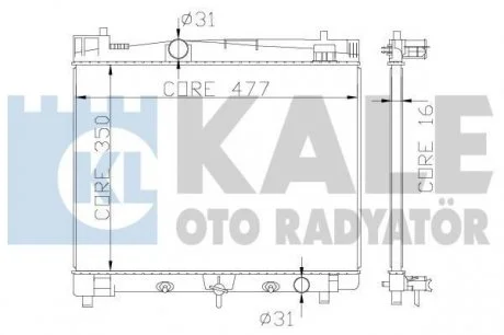 TOYOTA Радиатор охлаждения с АКПП Yaris 1.0/1.3 05- KALE 342210