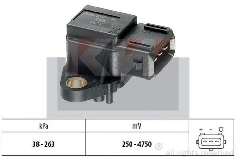 493 104 Датчик тиску повітря(вакуума) (аналог EPS 1.993.104/Facet 10.3104) Датчик вакуума MB A W168, C W202, E W210, Sprinter 10.95- KW 493104