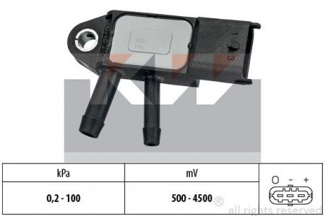 493 291 Датчик тиску вихлопних газів (аналог EPS 1.993.291/Facet 10.3291) Датчик тиску відпрацьованих газів Megane 09- / Trafic 14- 1.5-2.3CDi KW 493291