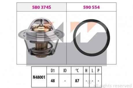 Термостат, Lanos 1.3, 1.5 97- KW 580374