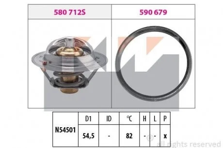 580 712 Термостат (аналог EPS 1.880.712/Facet 7.8712) Термостат Nissan Juke/Micra/Note/Tilda Renault Laguna III/Megane III 07- KW 580712