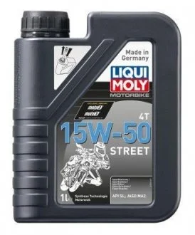 ОЛИВА 4T НС-СИНТ. ДЛЯ МОТОЦИКЛОВ MOTORBIKE 4T 15W-50 STREET 1Л LIQUI MOLY 2555