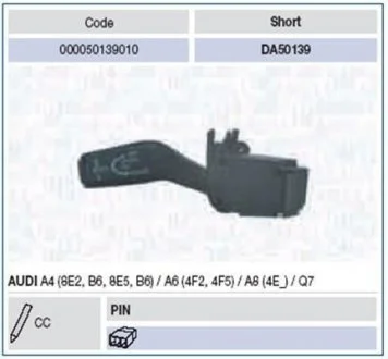 Вимикач на колонці кермового керування MAGNETI MARELLI 000050139010