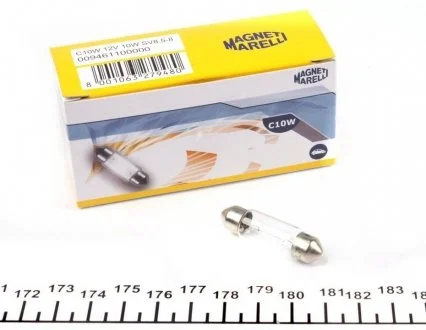 Лампа вспомогат. освещения C10W 12V SV8.5-8 (10,5x38) MAGNETI MARELLI 009461100000 (фото 1)