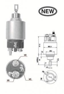 Втягивающее реле стартера CITROEN Jumper 2,0 9-, Berlingo 1,8 97- MAGNETI MARELLI 940113050554 (фото 1)