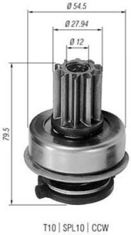 ,Бендикс (z=10) VW T4 1,9/2,5D, Passat 1,6/1,9D [940113020199] MAGNETI MARELLI AMB0199 (фото 1)