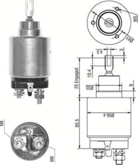 Втягивающее реле стартера RENAULT 1,1-2,0; VOLVO 1,6/1,7 MAGNETI MARELLI AME0273