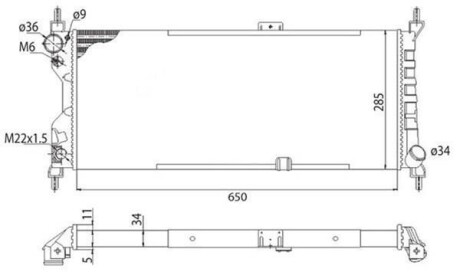Радиатор двигателя OPEL COMBO (71) 1,7D CORSA B 1,5D/TD 1,7D [350213588003] MAGNETI MARELLI BMQ588 (фото 1)