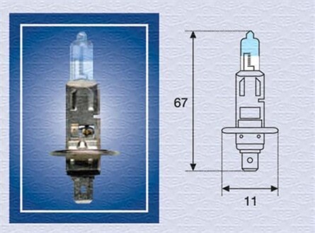 H1 12V 55W +50% XENON LIGHT Автолампа (светоотдача +50%) MAGNETI MARELLI H1 12 XL (фото 1)